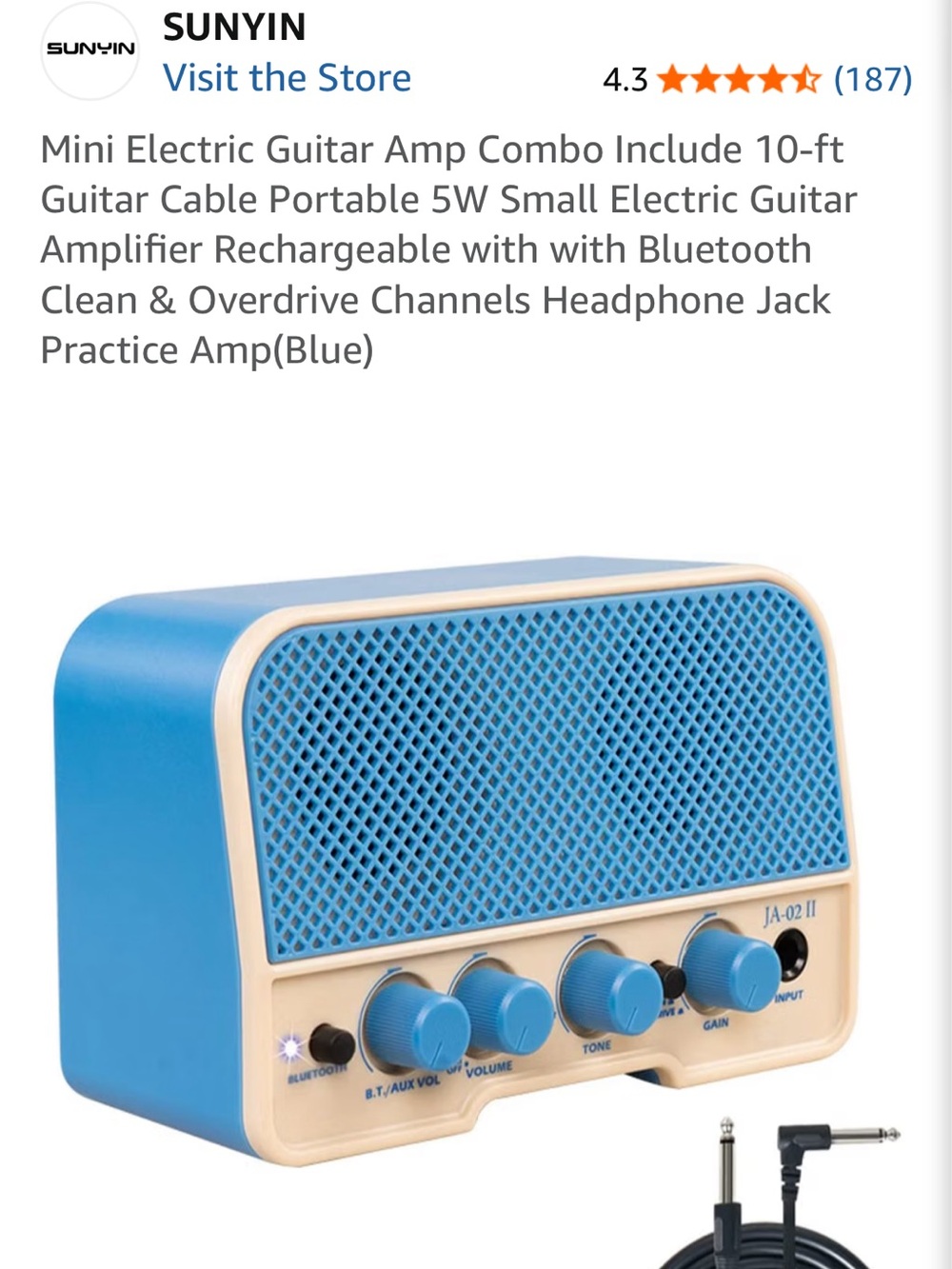 Portable Mini Guitar Amp - Blue